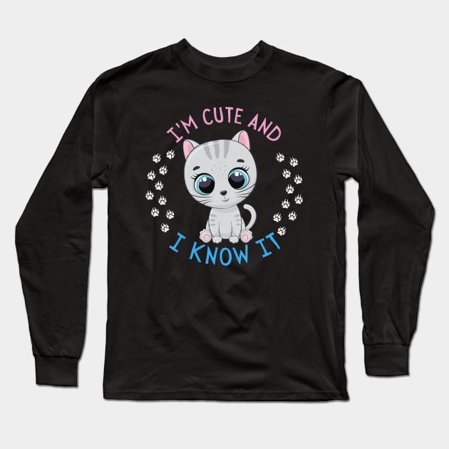 I'm Cute and I know it Smart Cookie Sweet little kitty cute baby outfit Long Sleeve T-Shirt by BoogieCreates